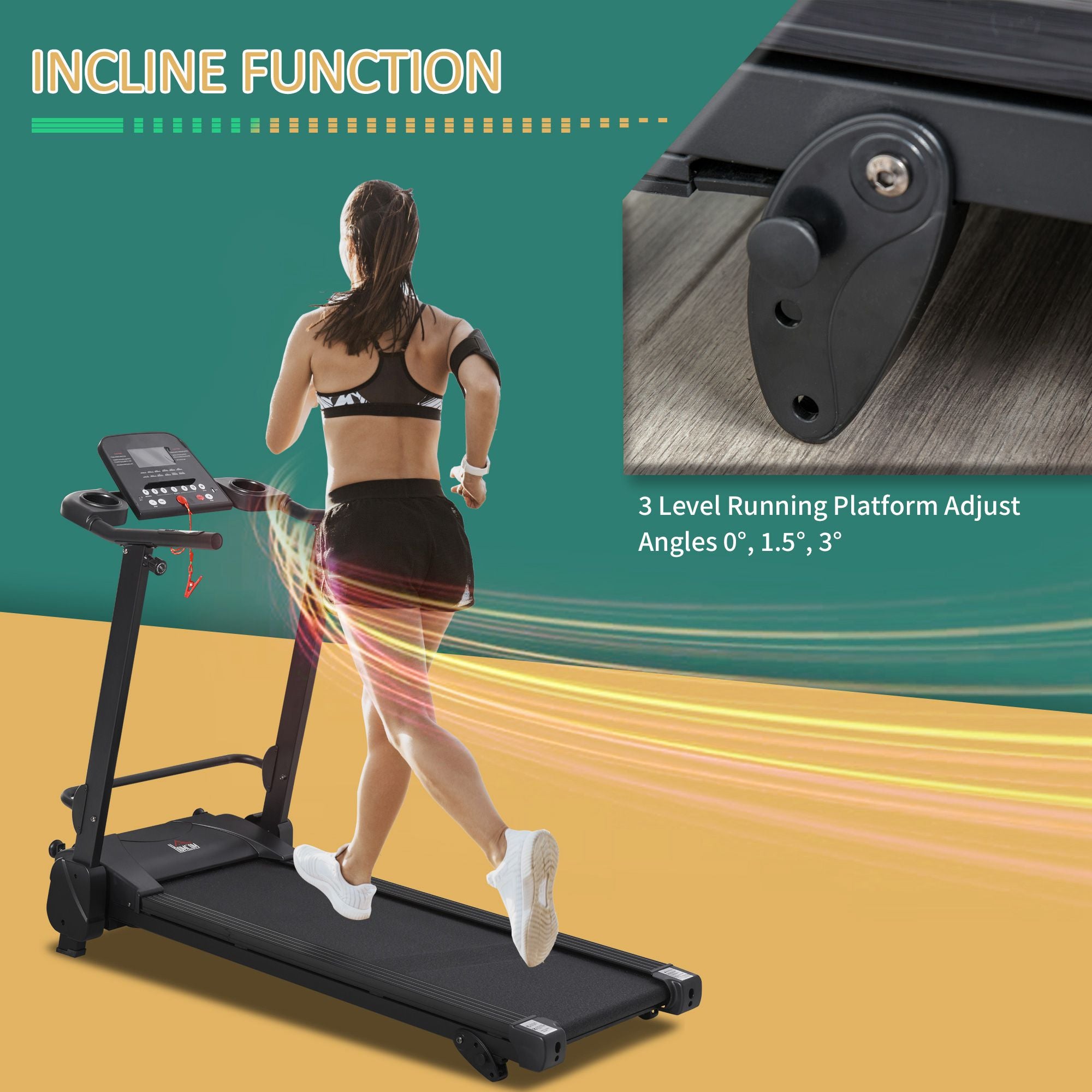 Kozy 2.5HP 14Km/h Manual Incline Electric Running Machine Motorized Treadmill Folding, MP3 & USB Player, 12 Preset Programs, 5 Speed Shortcut, w/ WIDE RUNNING BELT, LCD Display, Drink Holders