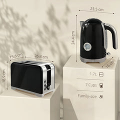 Kozy - Retro Toaster and Kettle Set - Black