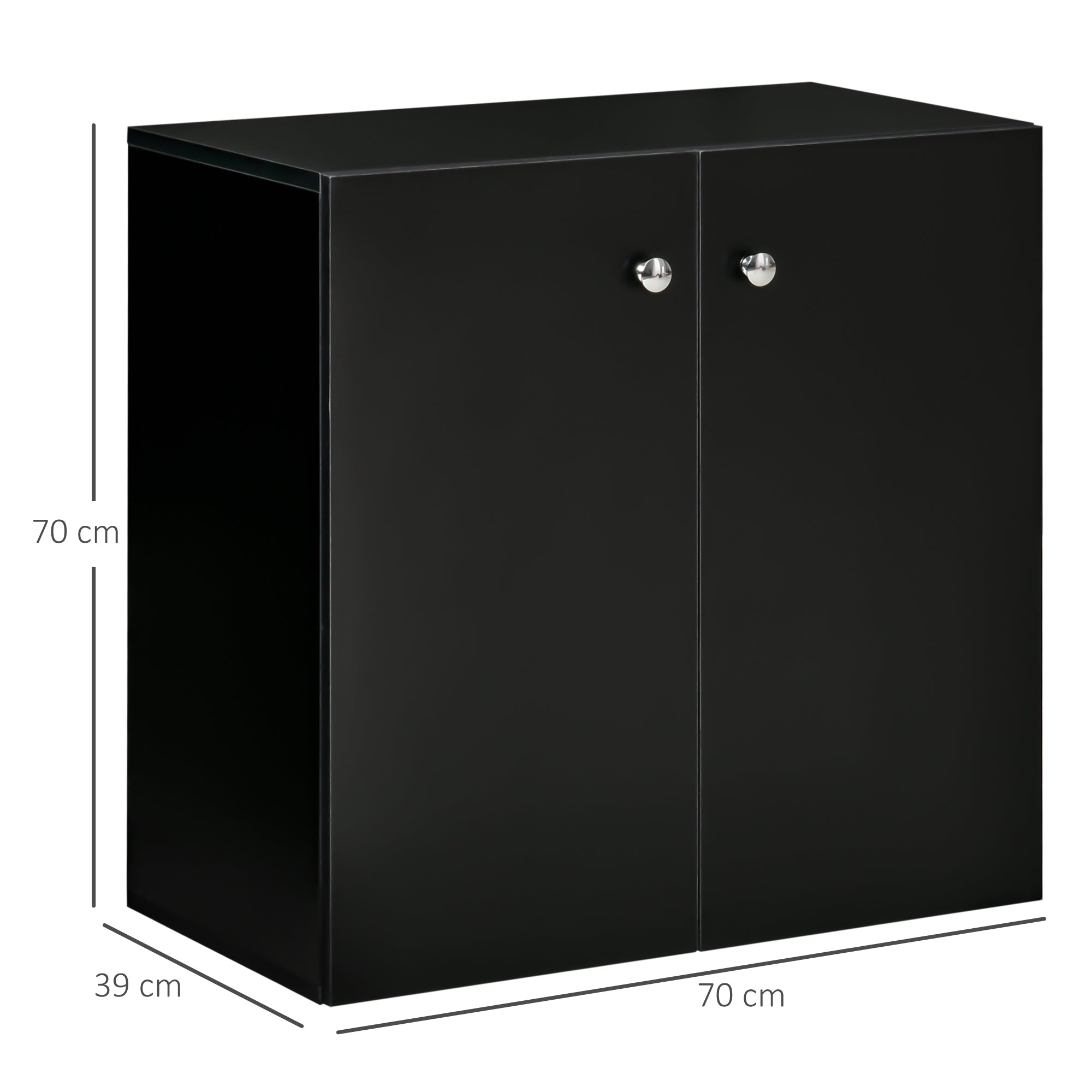 HOMCOM Wooden Storage Cabinet, Two Shelves Sideboard, Freestanding Kitchen Cupboard, Bookcase for Living Space, Black | Aosom UK