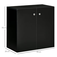 HOMCOM Wooden Storage Cabinet, Two Shelves Sideboard, Freestanding Kitchen Cupboard, Bookcase for Living Space, Black | Aosom UK