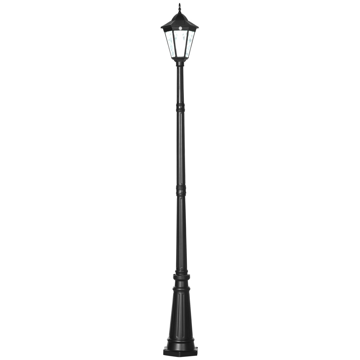 Outsunny Solar Sentinel: 2.4m LED Lamp Post Light, Aluminium Frame, PIR Motion Sensor, Ebony Black | Aosom UK