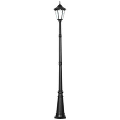 Outsunny Solar Sentinel: 2.4m LED Lamp Post Light, Aluminium Frame, PIR Motion Sensor, Ebony Black | Aosom UK