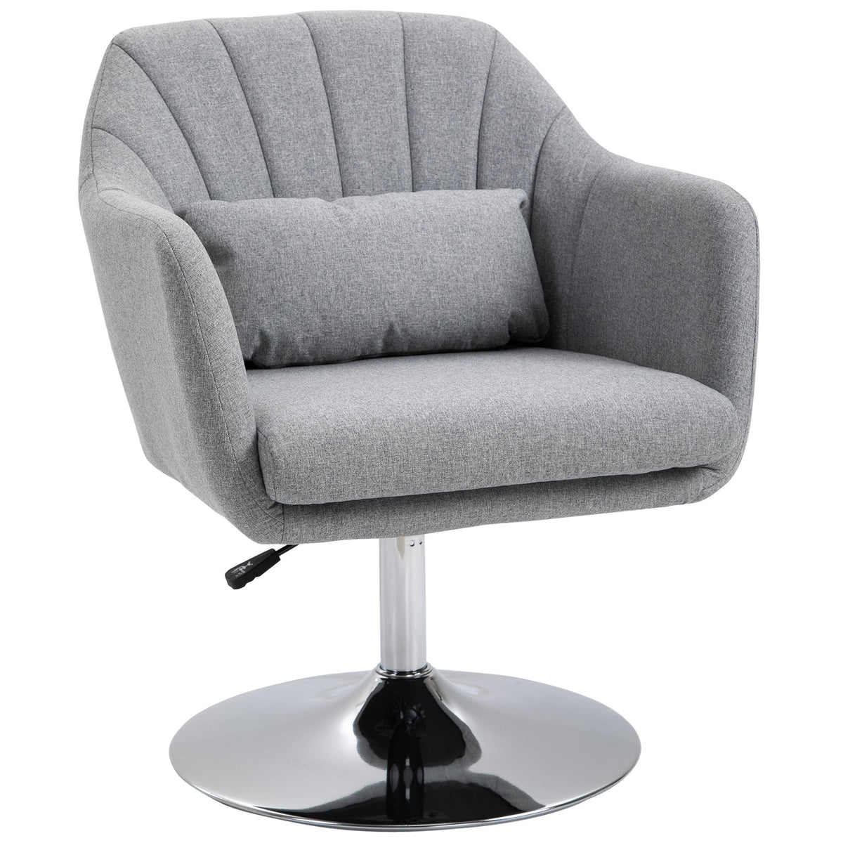 HOMCOM Swivel Accent Chair Contemporary Vanity Armchair with Adjustable Height Thick Cushion Lumbar Support Armrest for Bedroom