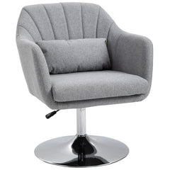HOMCOM Swivel Accent Chair Contemporary Vanity Armchair with Adjustable Height Thick Cushion Lumbar Support Armrest for Bedroom