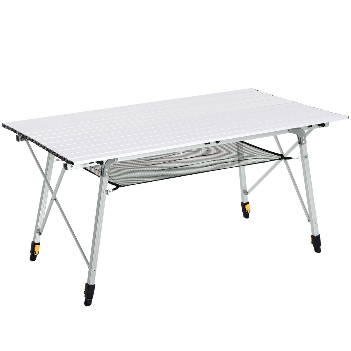 Kozy 4FT Folding Aluminium Picnic Table Portable Camping BBQ Table Roll Up Top Mesh Layer Rack with Carrying Bag
