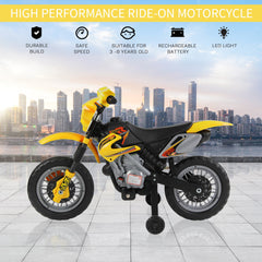 HOMCOM Kids Electric Motorbike Child Ride on Motorcycle 6V Battery Scooter (Yellow) | Aosom UK