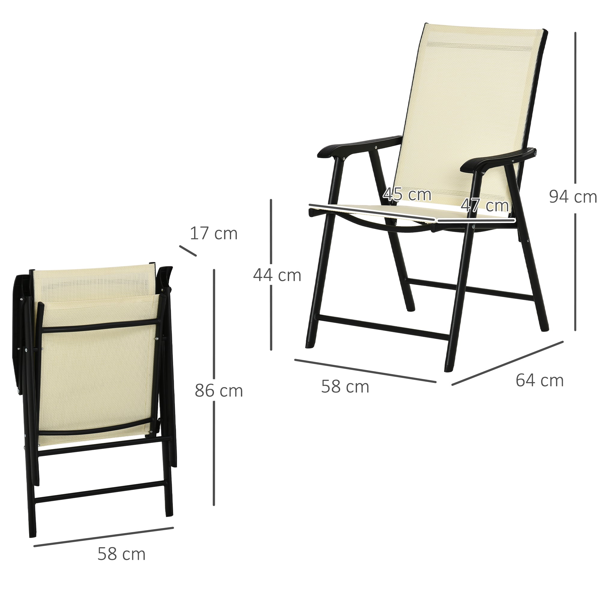 Kozy Set of Two Folding Garden Chairs - Beige