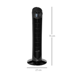 HOMCOM 30" Oscillating Tower Fan with 3 Speed Modes, Ultra Slim Design for Indoor Cooling, Noise Reduction Technology, Black