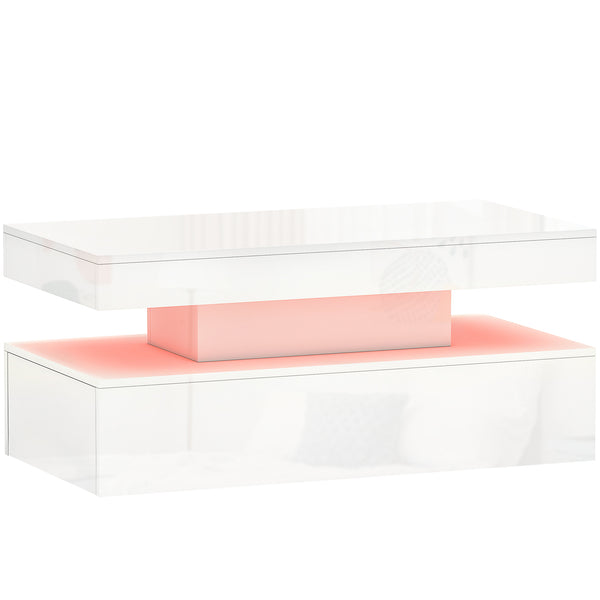 LED Coffee Table with Storage - High Gloss
