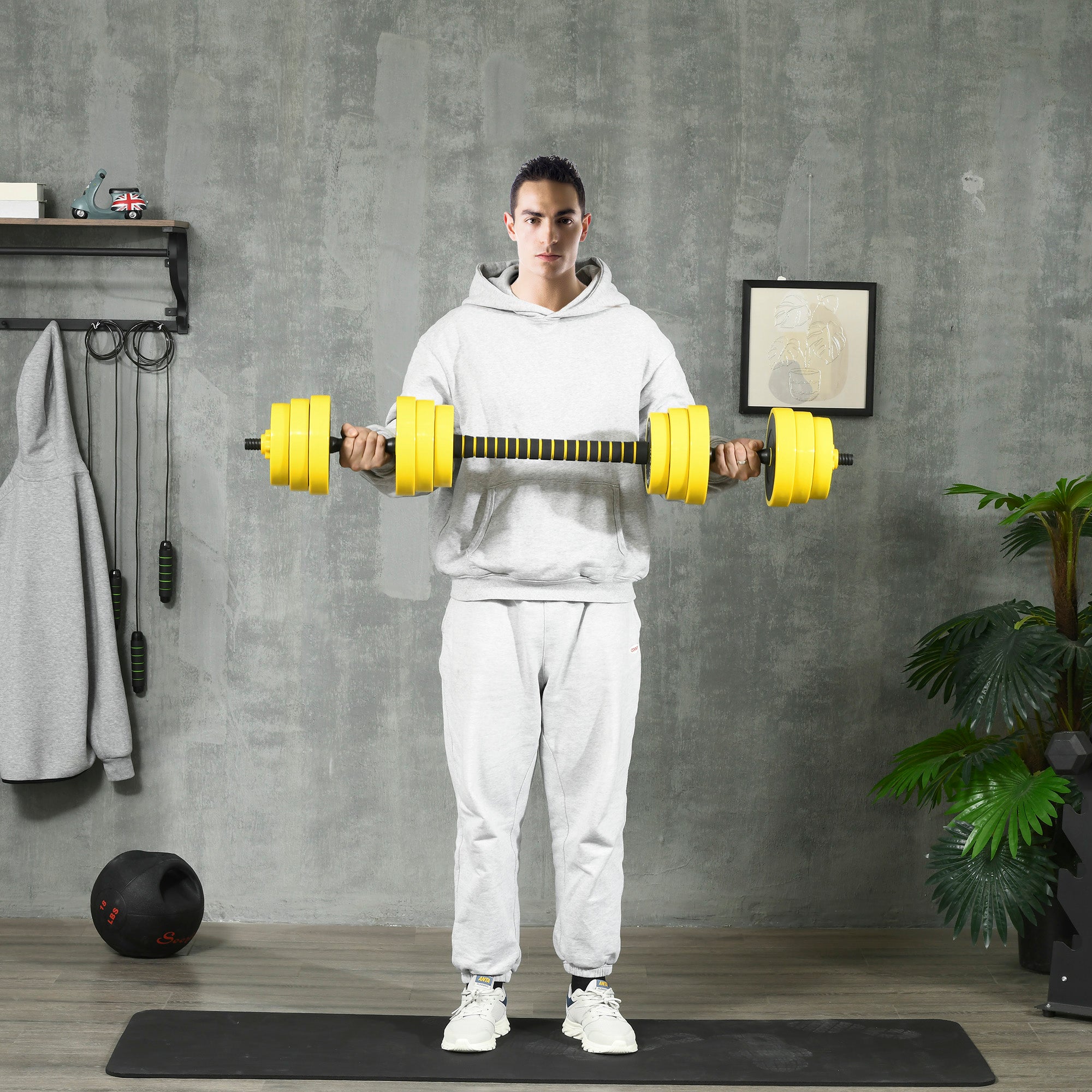 Kozy 30KG Dumbbell & Barbell  Adjustable Set Plate Bar Clamp Rod Home Gym Sports Area Exercise Ergonomic