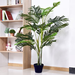 Outsunny 150cm(5ft)  Artificial Palm Tree Decorative Indoor Faux Green Plant w/Leaves Home Décor Tropical Potted Home Office