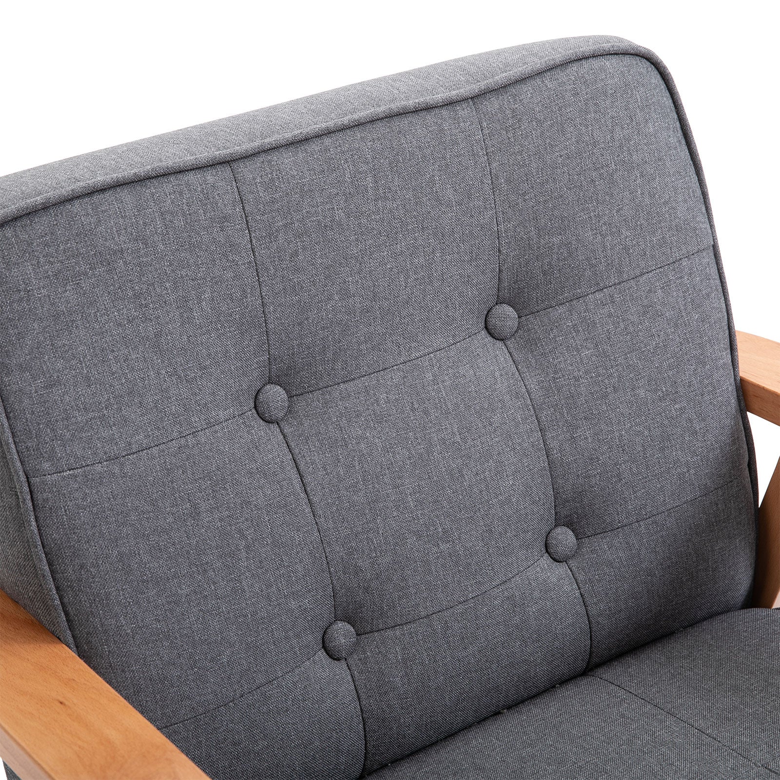 HOMCOM Minimalistic Wooden Frame Accent Chair, HOMCOM Armchair with Padded Seat - Dark Grey | Aosom UK