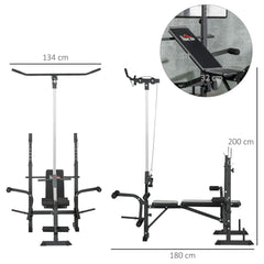 Kozy Adjustable Weight Bench with Pulley System, Incline Bench Press Set with Squat Rack, Leg Developer, Butterfly and Weight Storage, for Home Gym Full Body Workout