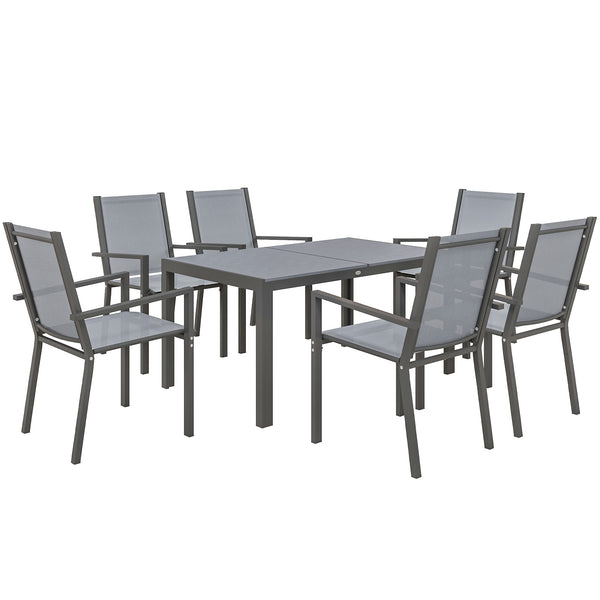 Seven-Piece Garden Dining Set, with -Top Table