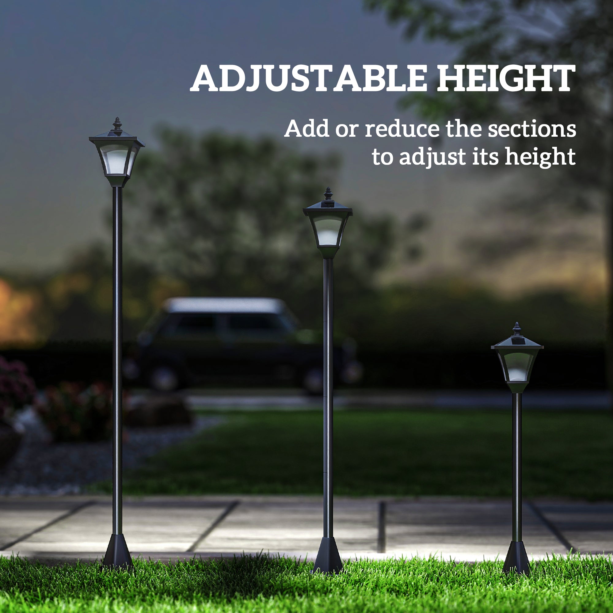 Kozy 1.2m Solar Powered Outdoor Lamp Post - Black