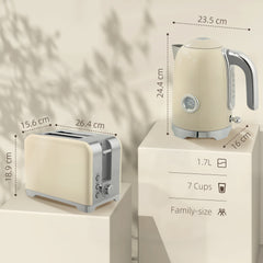 Kozy - Retro Toaster and Kettle Set - Cream