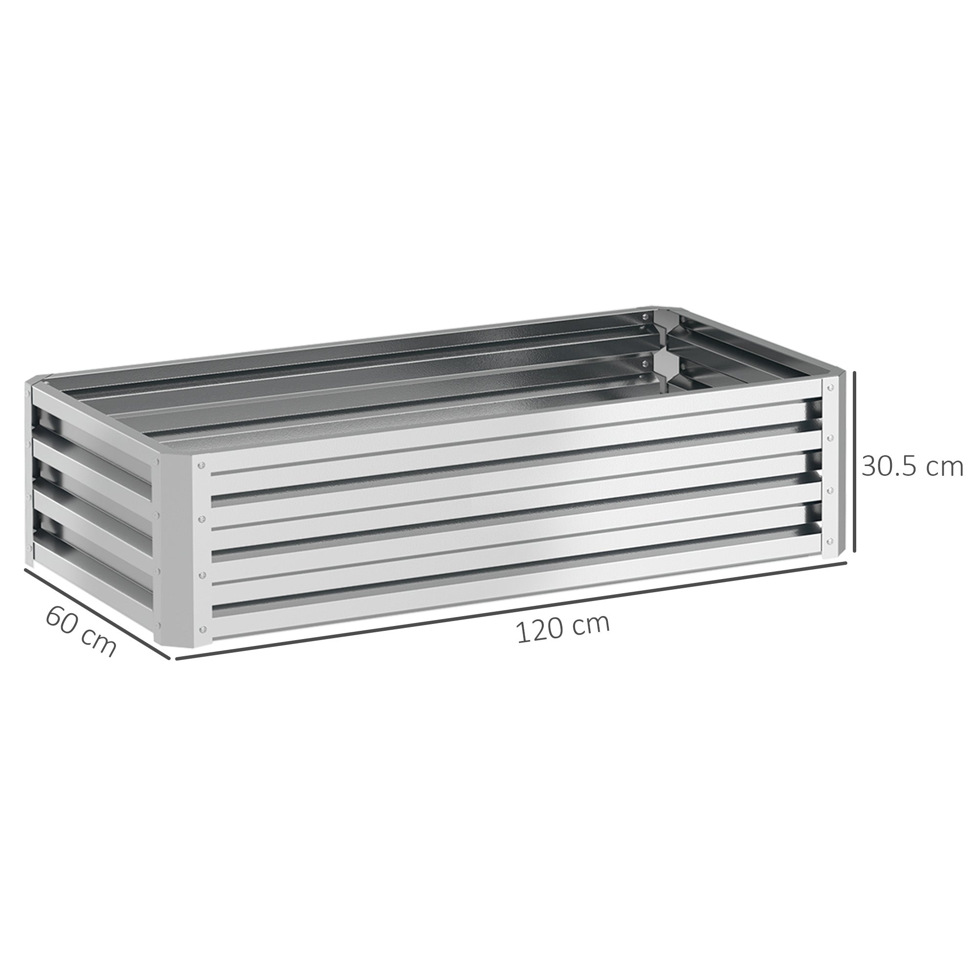 Kozy - Raised Beds for Garden, Galvanized Outdoor Planters, for Herbs and Vegetables, Use for Patio, Backyard, Balcony, Silver