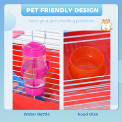 Kozy Hamster Cage, Small Gerbil Cage 2 Tiers Portable w/ Handle, Exercise Wheel, Water Bottle, Dishes