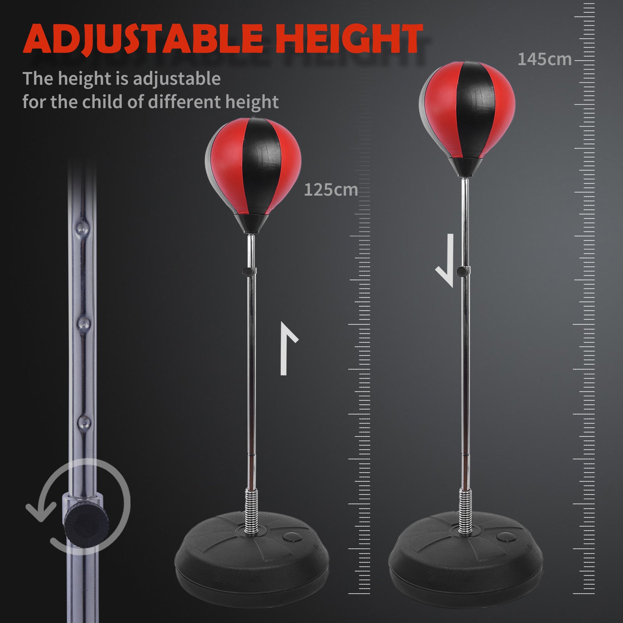 Kozy Punching Bag with Stand, 126-144 cm Height Adjustable Boxing Set Free Standing Speed Bag with Gloves and Air Pump for Teenagers Home Gym Workout