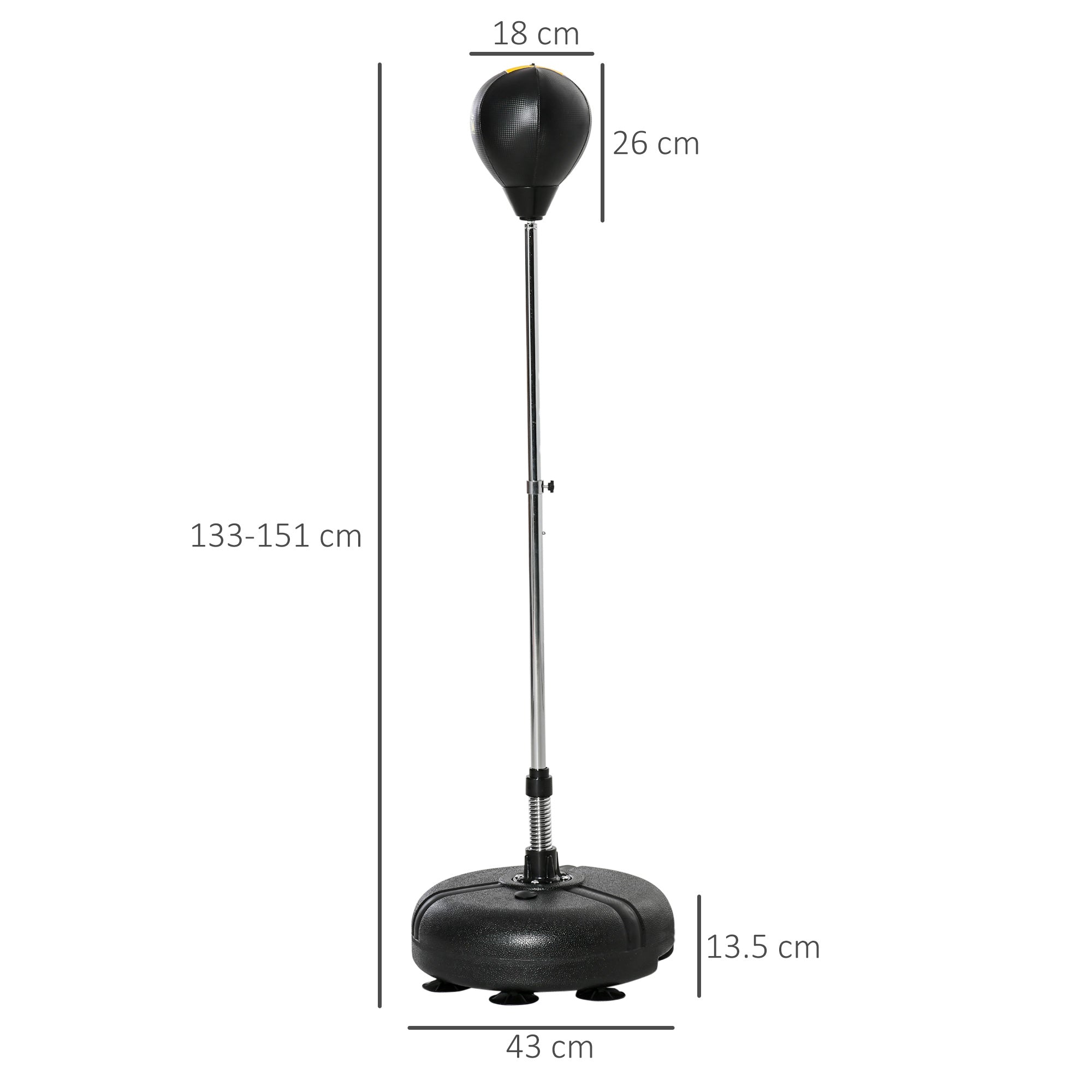 HOMCOM Punching Bag with Stand, Free Standing Boxing Bag Set, Speed Bag with Adjustable Height for Teens & Adults, Black, Gold