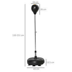 HOMCOM Punching Bag with Stand, Free Standing Boxing Bag Set, Speed Bag with Adjustable Height for Teens & Adults, Black, Gold