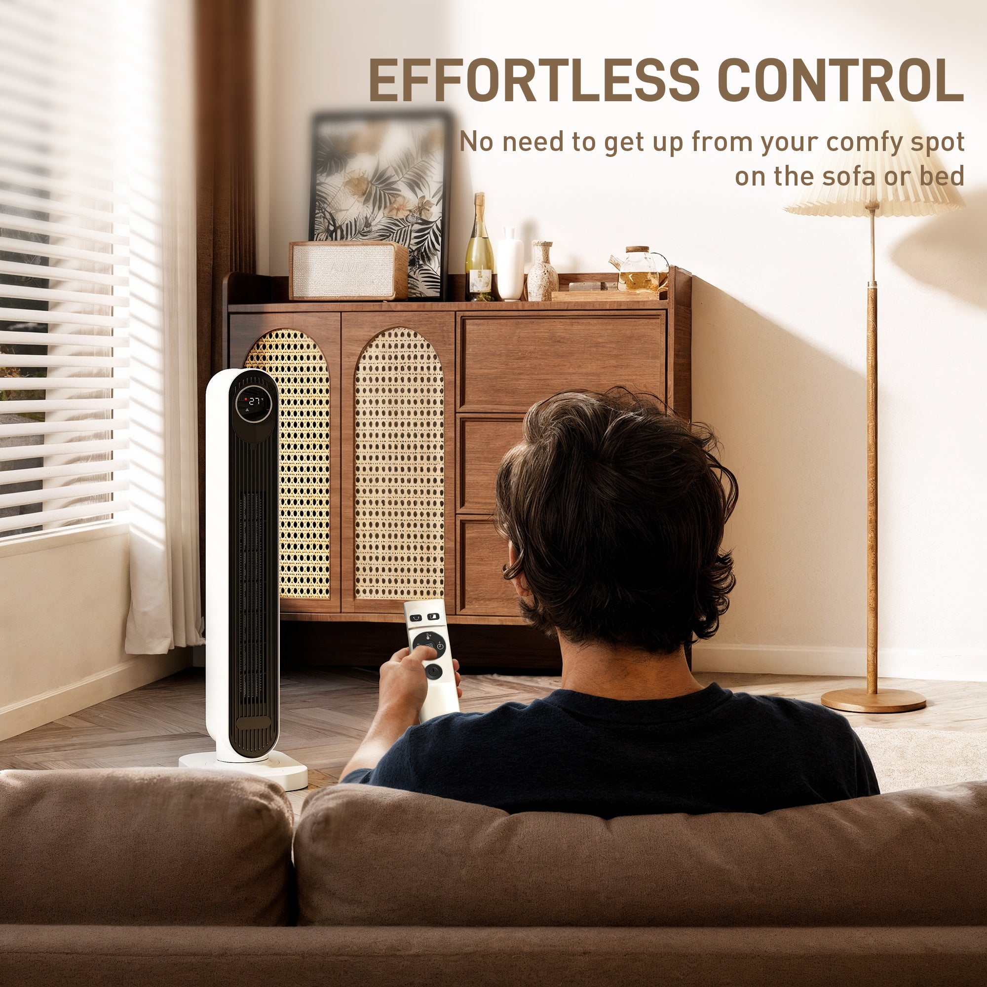 Kozy - 2000W Ceramic Electric Heater with Fan, Timer, Oscillation - White