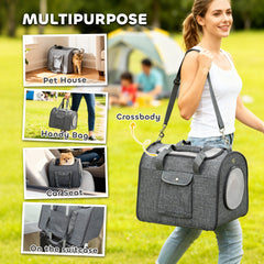 Kozy Soft Sided Cat Carrier Bag, Portable Foldable Pet Carrier with Shoulder Strap & Removable Mat for Small Pet Up to 10kg