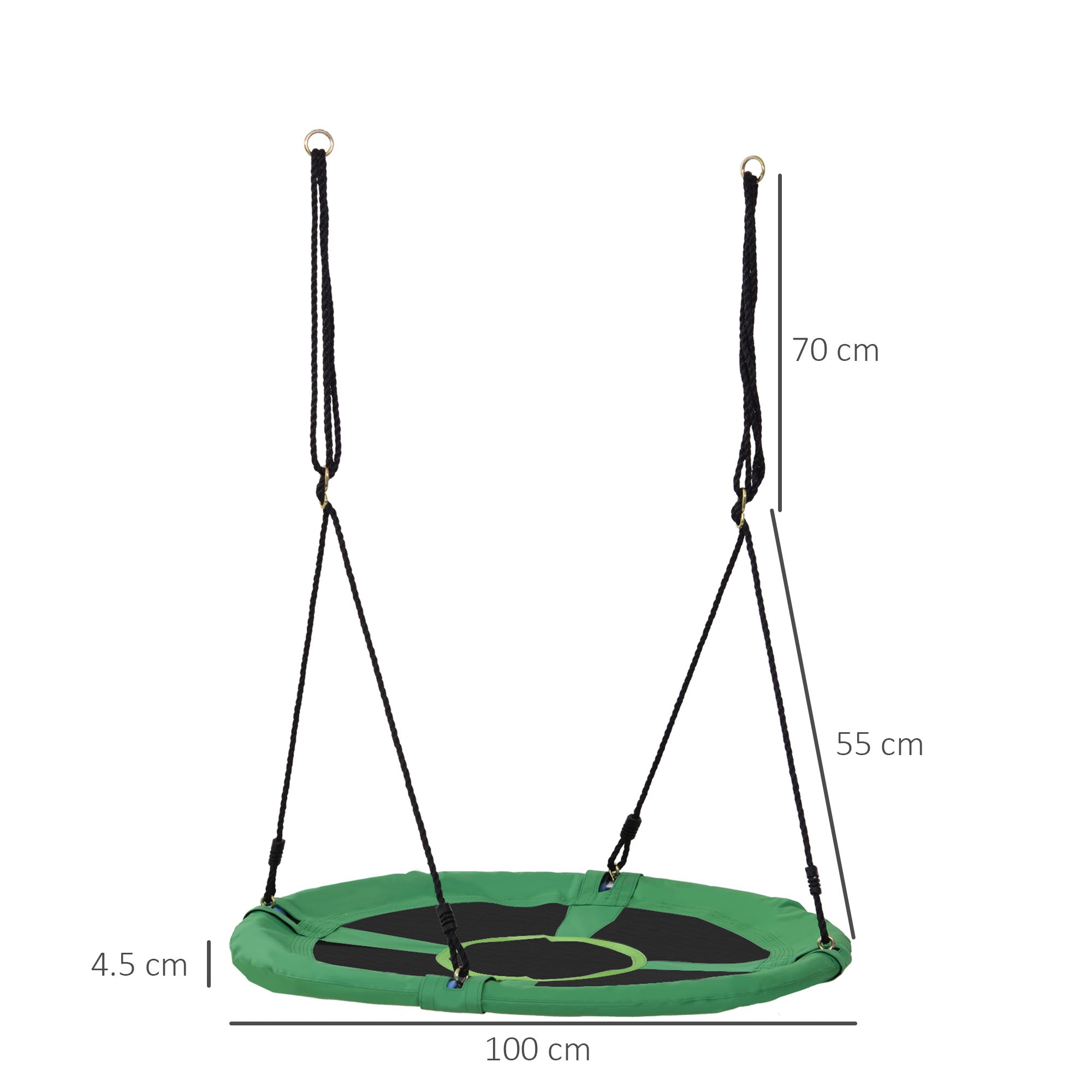 HOMCOM 40 Inch / 100 cm Tree Swing Round Kids Nest Swing Seat Adjustable Rope for Outdoor Backyard Garden Play Activity Green