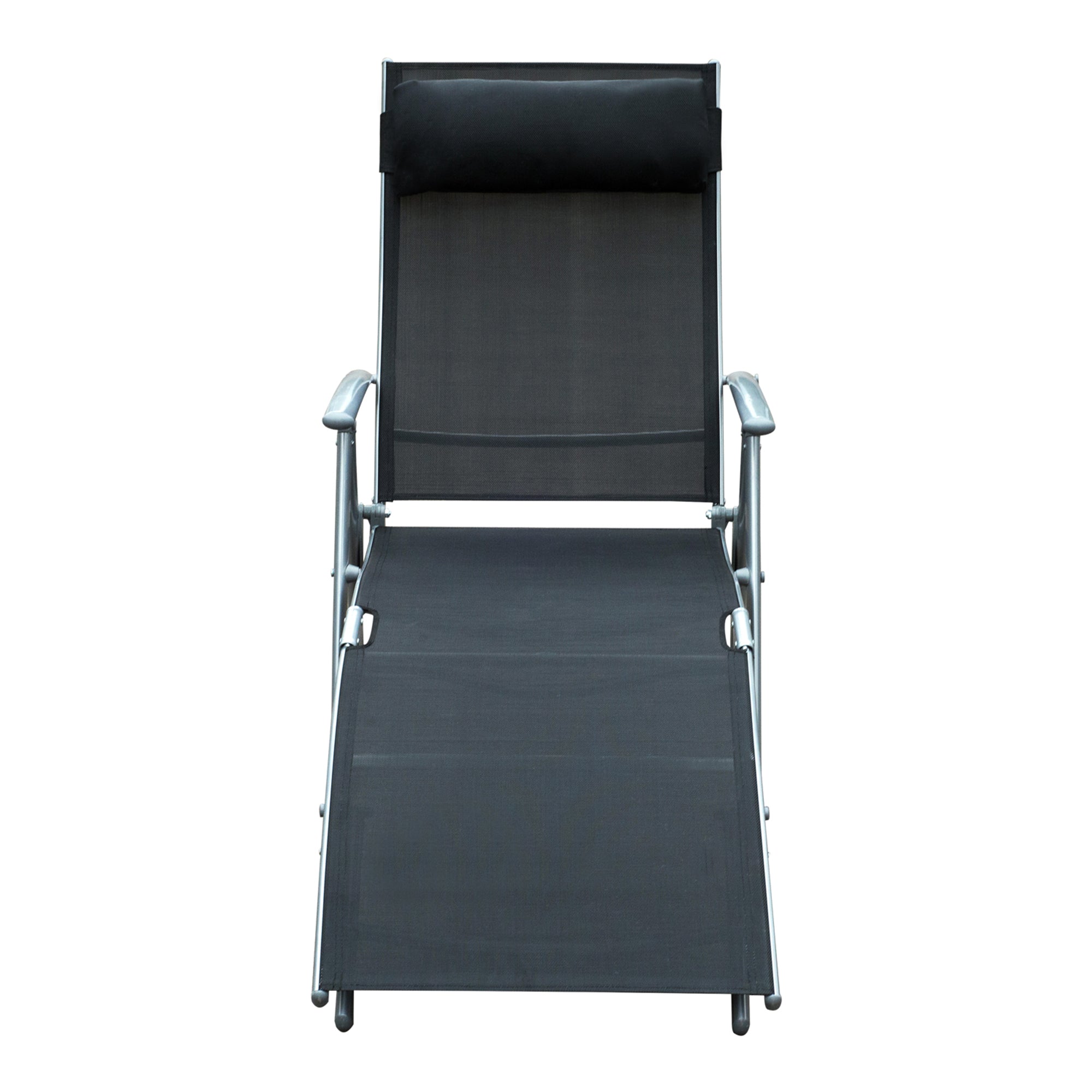 Outsunny Foldable Sun Lounger Recliner Chair, Texteline Patio Garden Chair, 5 Levels, Black