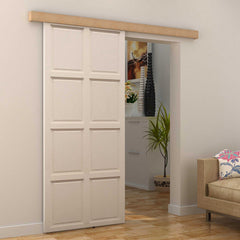 HOMCOM 6.5FT /2000mm Modern Sliding Barn Door Closet Hardware Track Kit Track System Unit For Single Wooden Door
