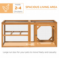 PawHut Wooden Chicken Coop with Perches, Doors, Combinable Design, for 2-4 Chickens - Natural Wood Colour | Aosom UK