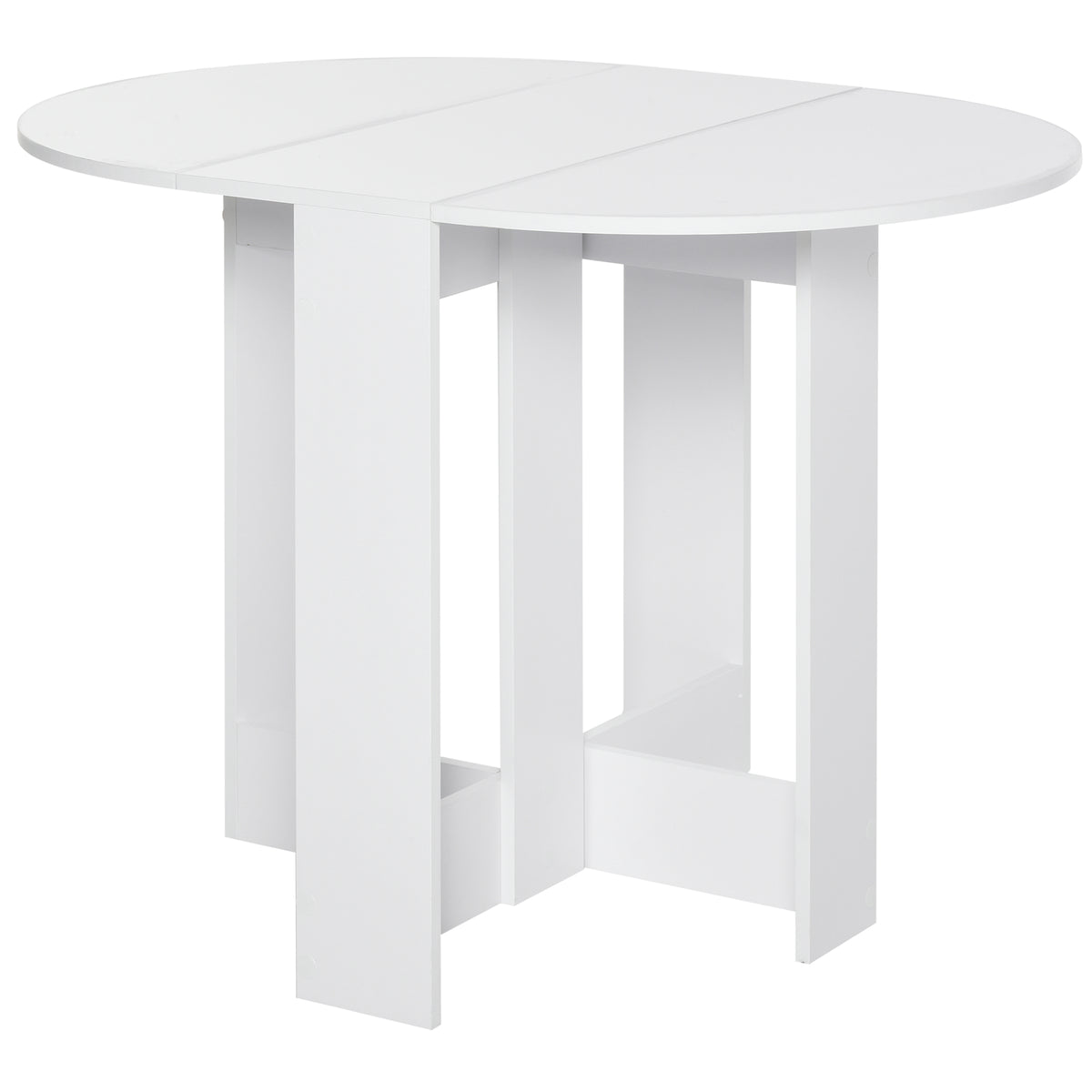 Kozy Space-saving Drop Leaf Table, Folding Dining Table for Small Space, Kitchen, Dining Room, White