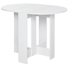 Kozy Space-saving Drop Leaf Table, Folding Dining Table for Small Space, Kitchen, Dining Room, White