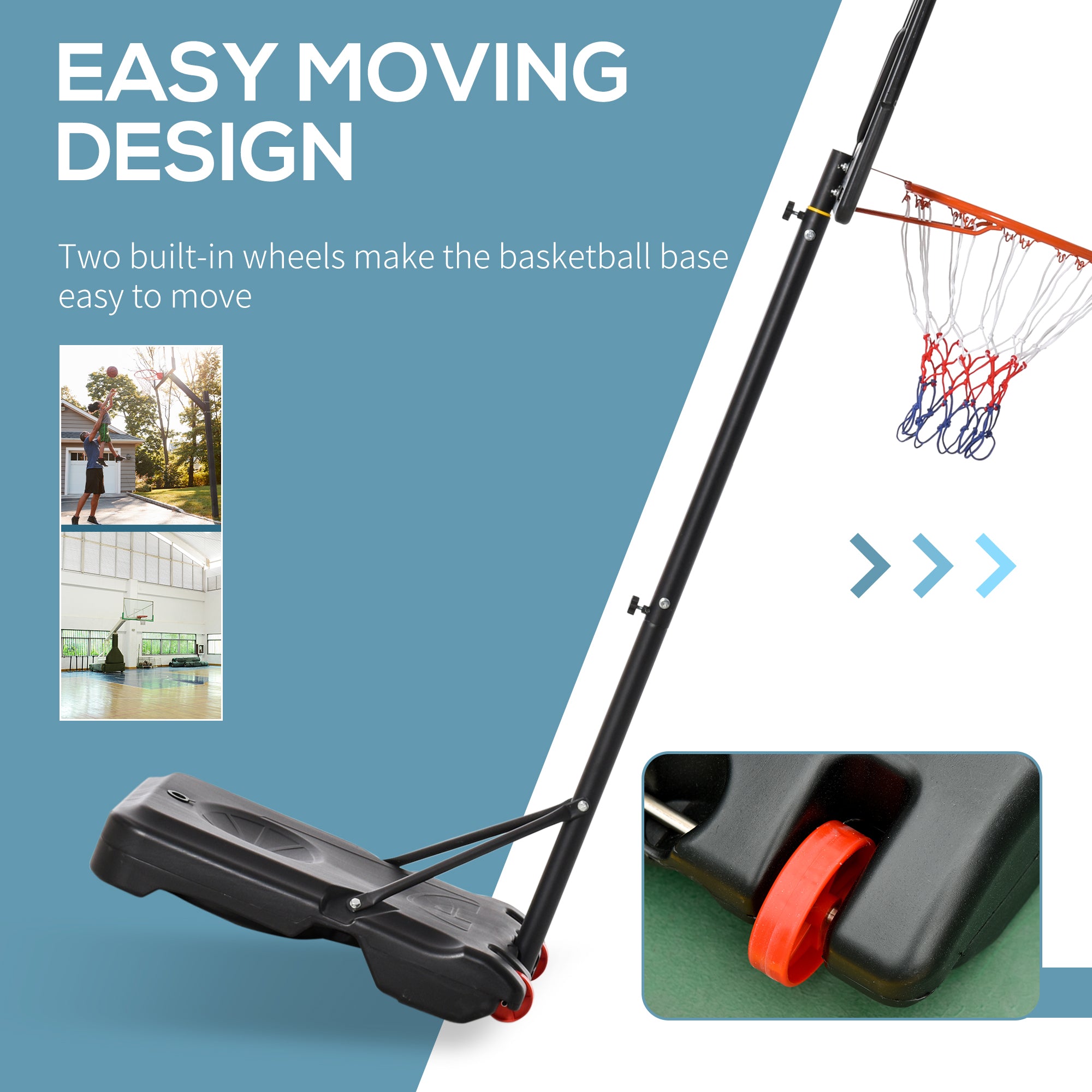 Kozy Portable Basketball Hoop Stand 160-210cm Adjustable Height Sturdy Rim Hoop w/ Large Wheels Stable Base & Net Free Standing