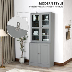 Kozy Double Storage Display Cabinet - Grey