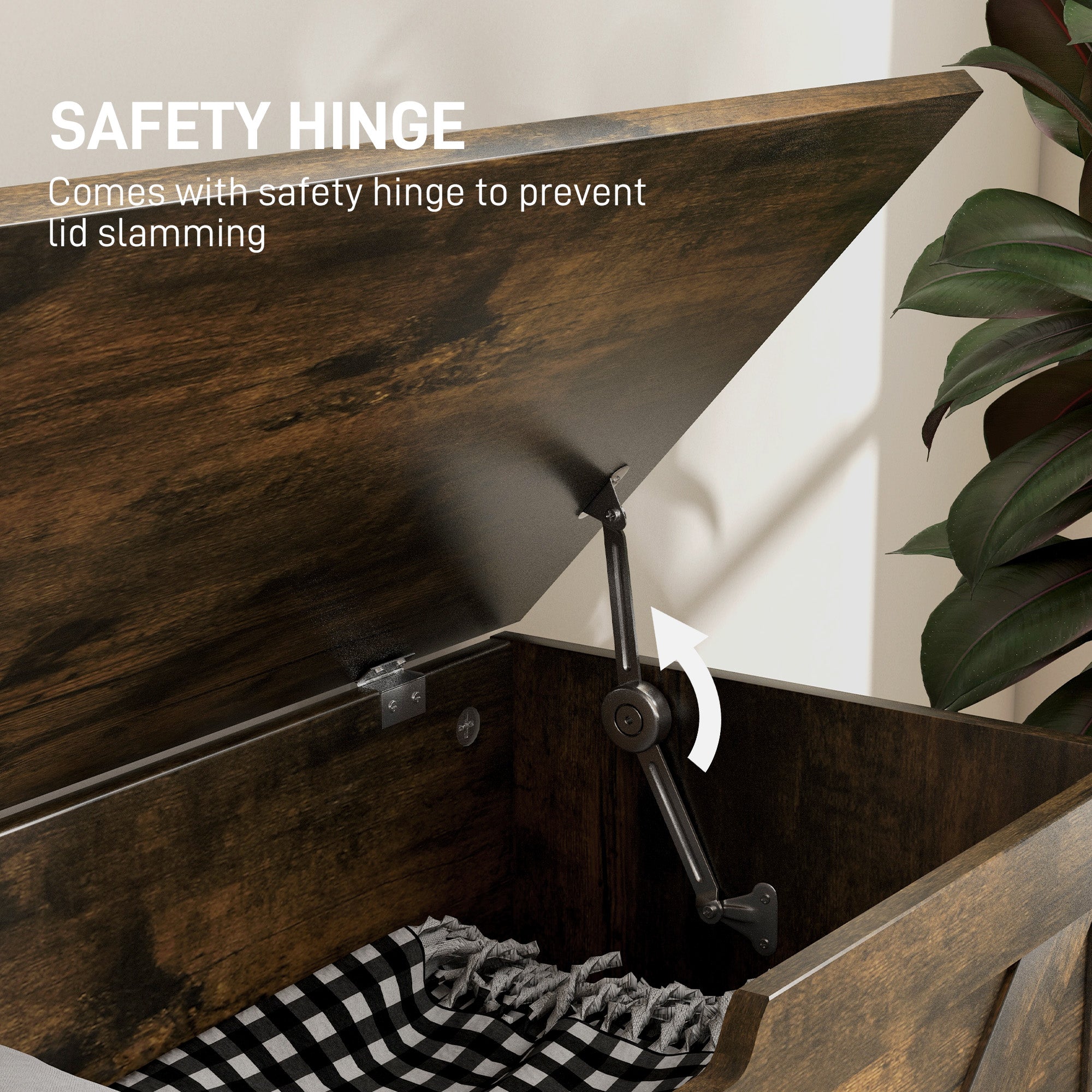 Kozy - 100L Home Storage Box, with Safety Hinges - Rustic Brown