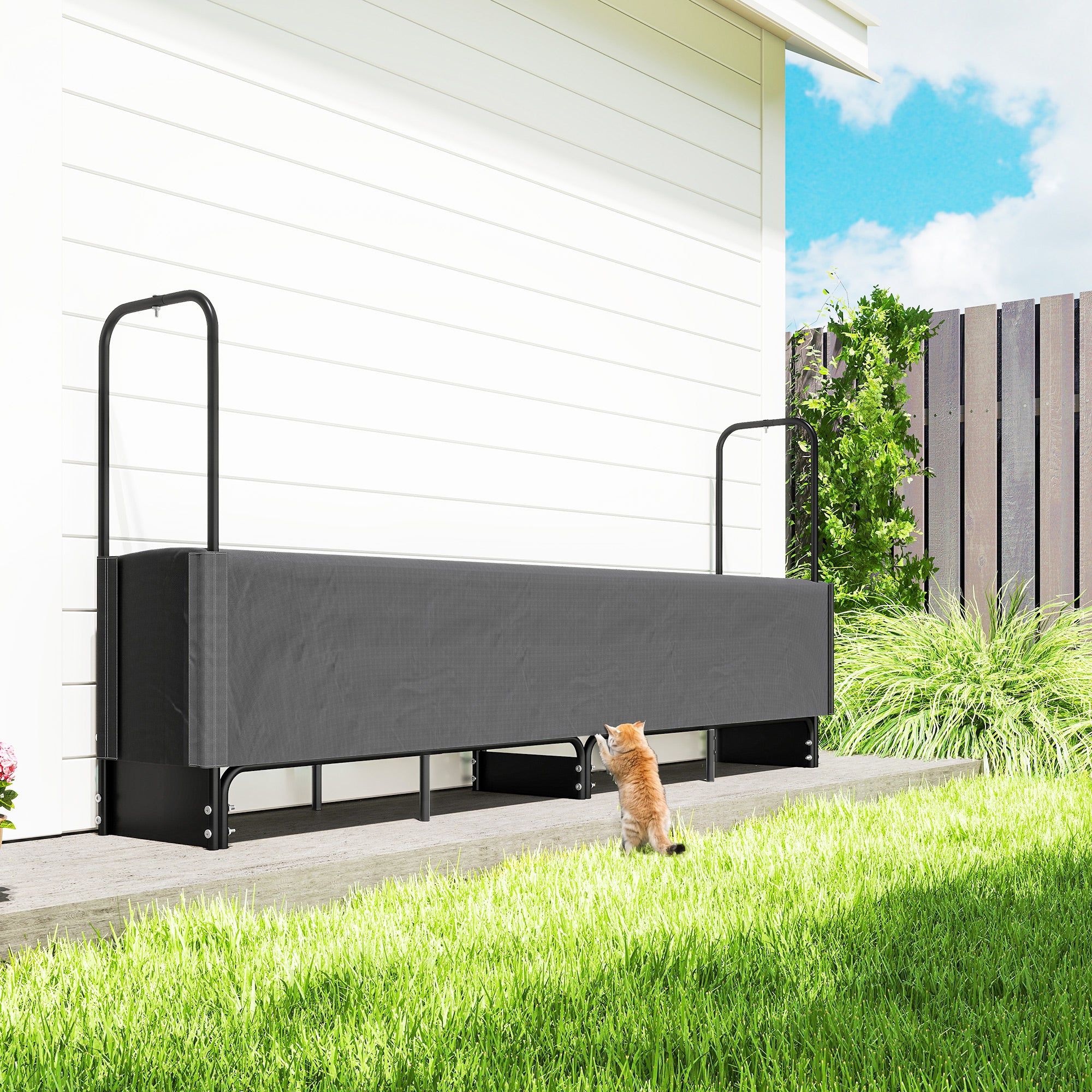 Kozy 8.5ft Firewood Rack, Heavy Duty Log Storage Holder with Waterproof 600D Oxford Log Cover for Fireplace Fire Pits Outdoor Patio Wood Storage, 300 kg Large Capacity, Black