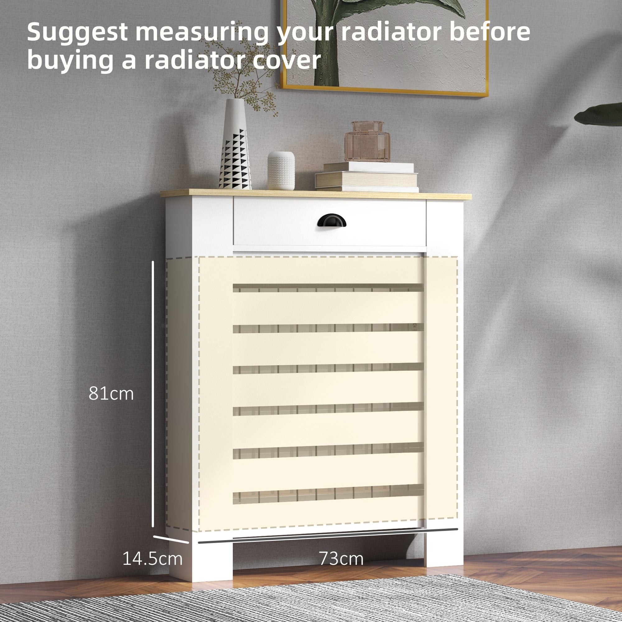 Kozy - 95.5H x 78Wcm Radiator Cover, with Drawer - White