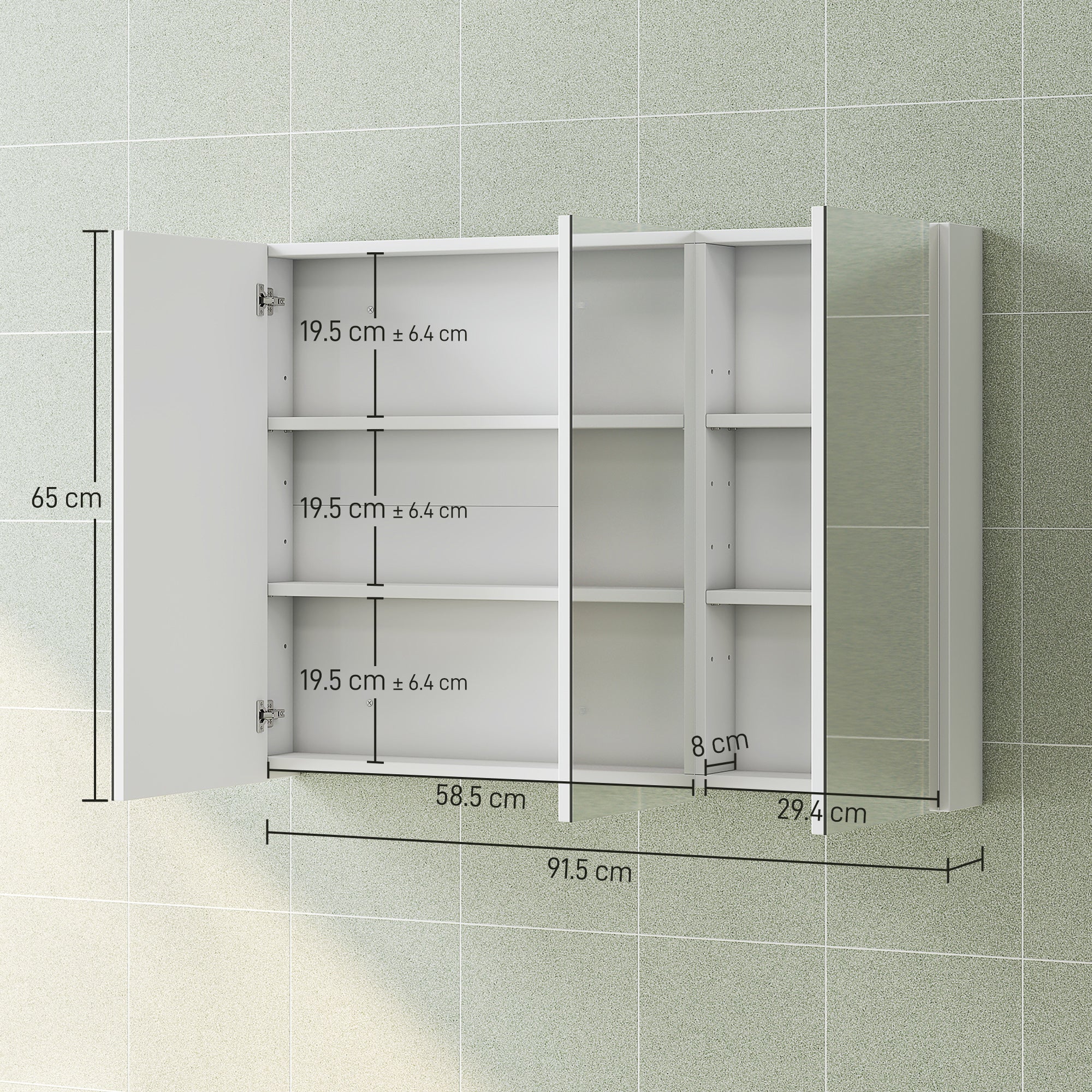 Kozy - Three-Mirror Bathroom Storage Cabinet - White