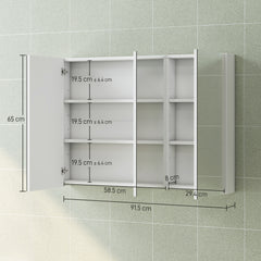 Kozy - Three-Mirror Bathroom Storage Cabinet - White