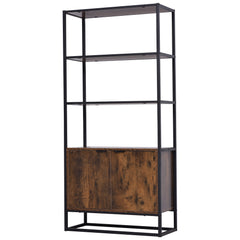 Kozy Industrial Bookshelf, Storage Shelf, Large Bookcase with 3 Open Shelves, Multifunctional Rack for Living Room, Office, Rustic Brown and Black
