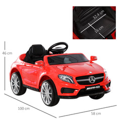 HOMCOM Compatible for 6V Kids Ride On Car Mercedes Benz GLA Licensed Toy toddler with Music Remote Control Rechargeable Headlight Two Speed Red