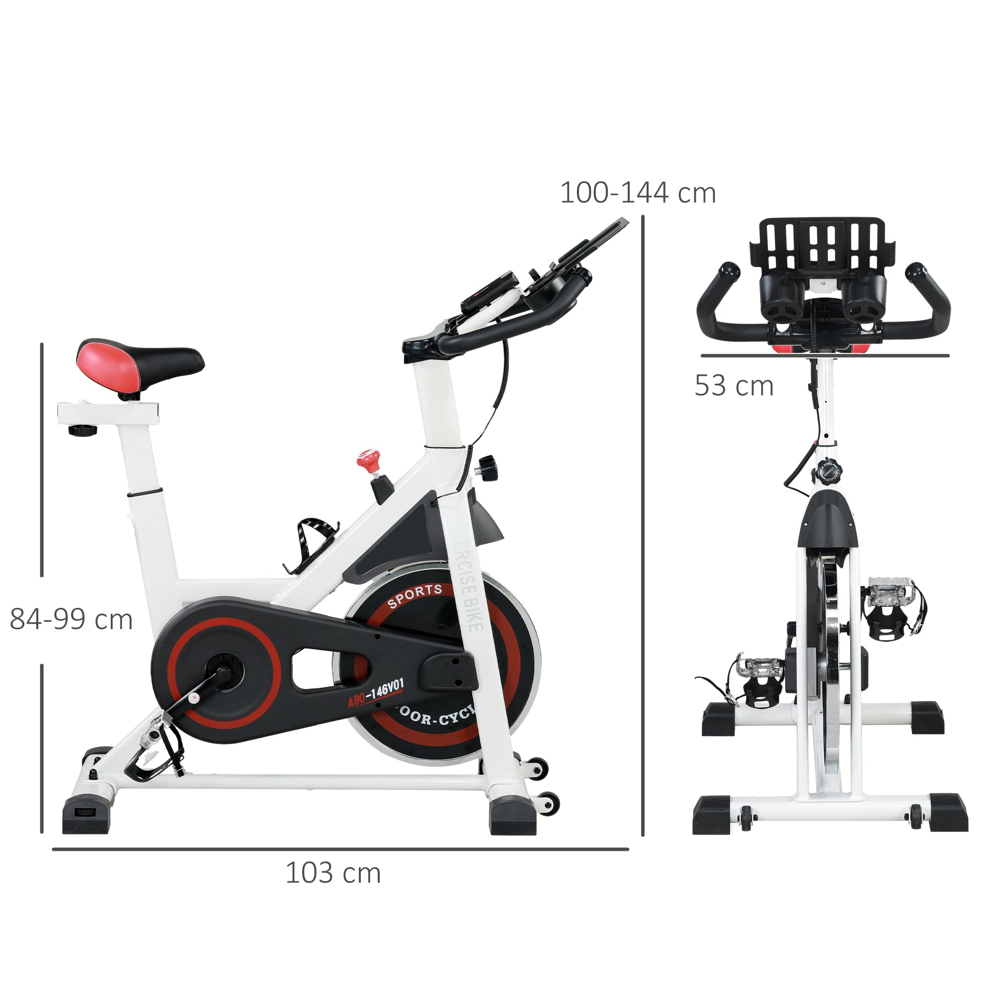 Kozy Exercise Bike, 8kg Flywheel Stationary Bike Indoor Cycling Machine with Adjustable Resistance Seat Handlebar, White