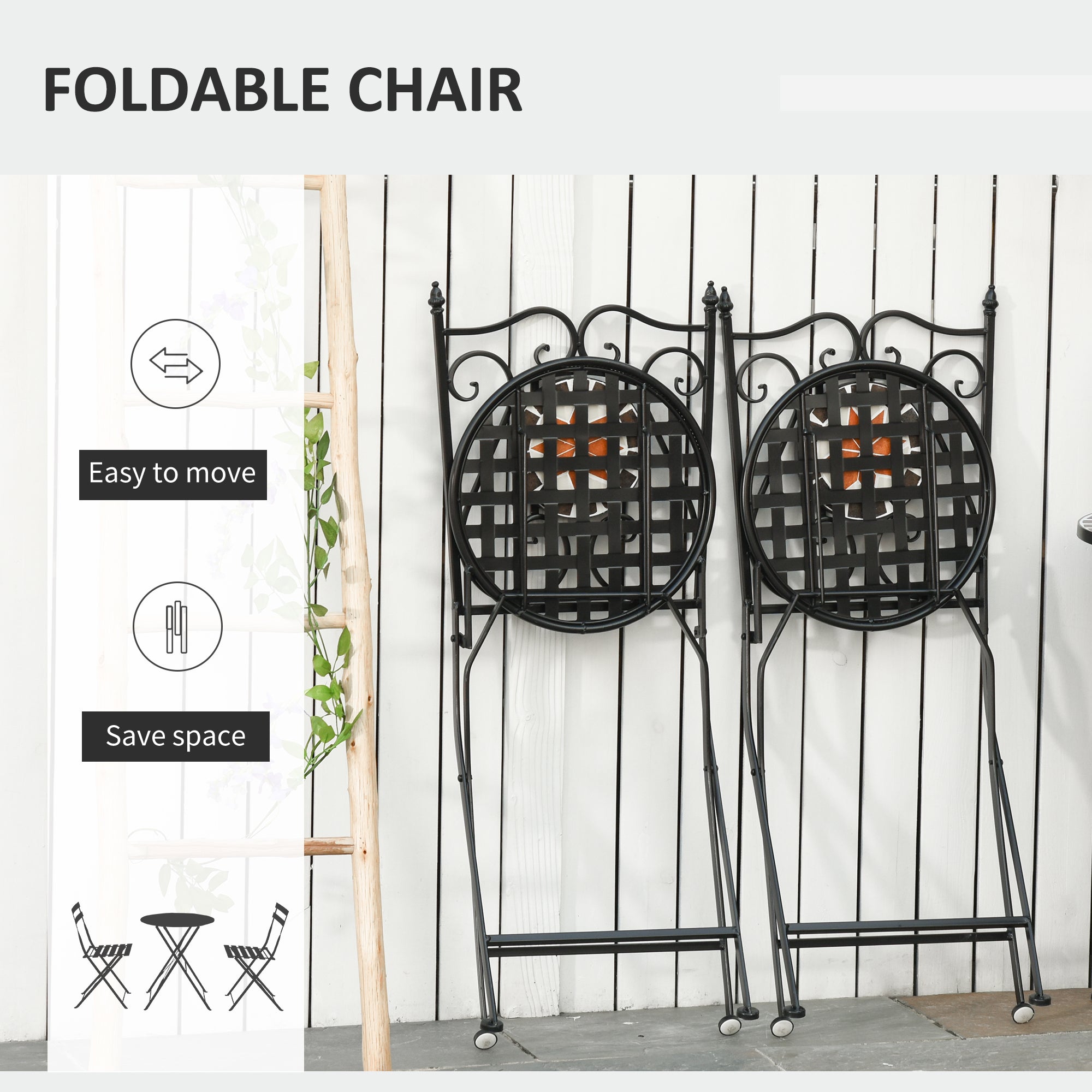 Kozy Three-Piece Mosaic Bistro Table Set - Multicoloured