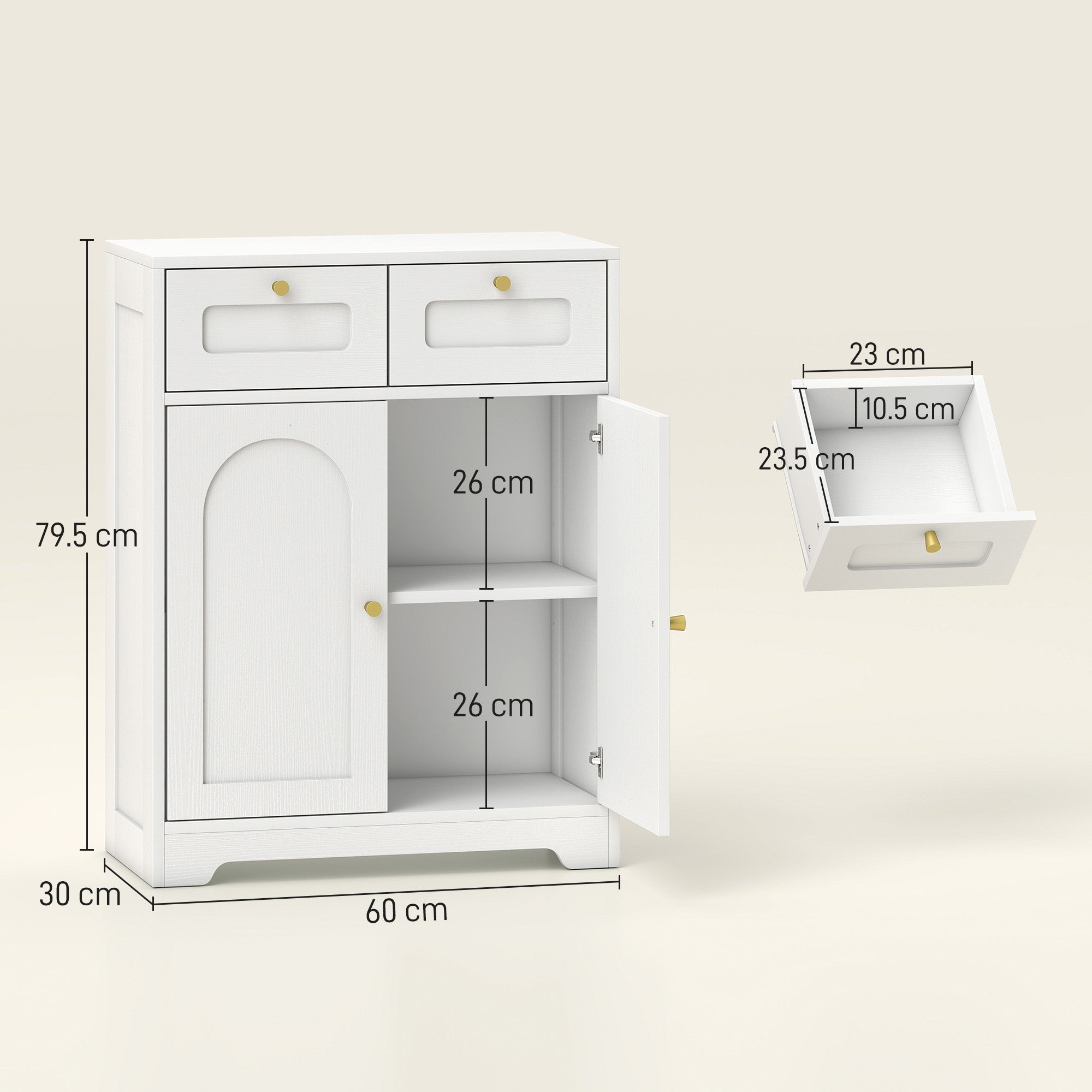 Kozy - Bathroom Floor Cabinet with 2 Drawers - White