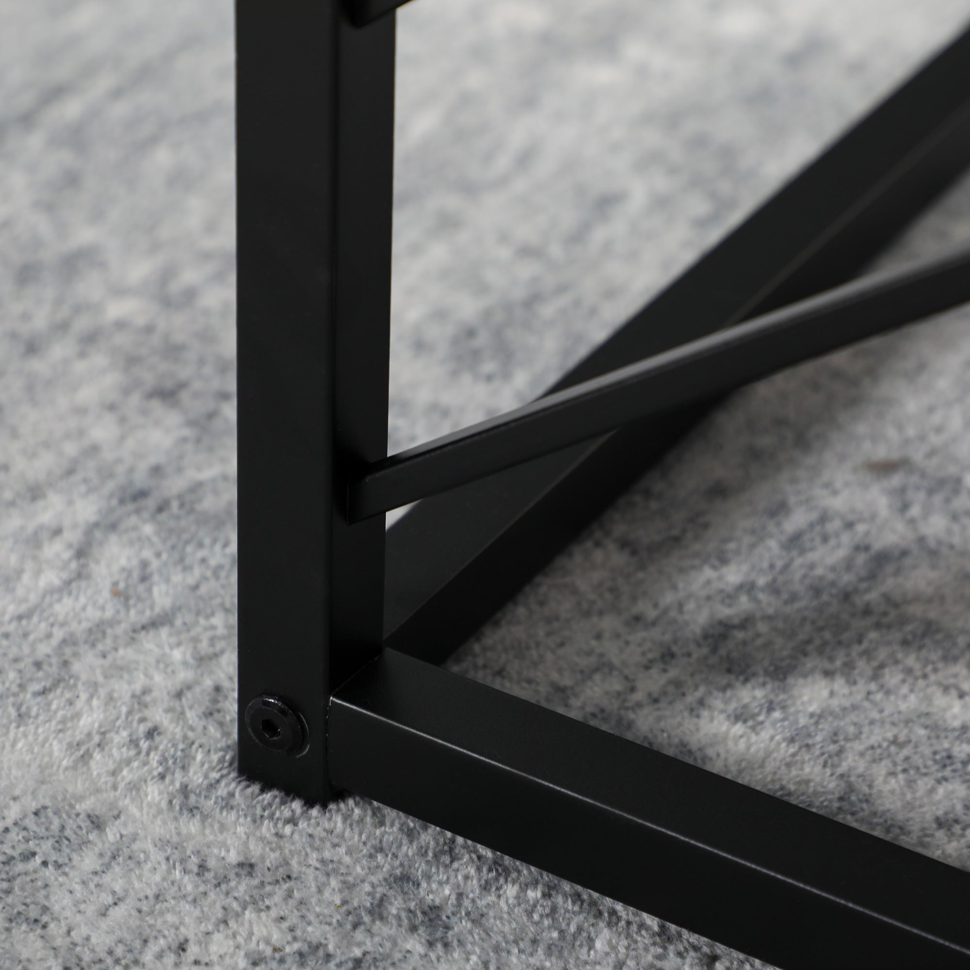 Kozy Nesting Coffee Tables, Set of 3 Square Side Tables with Black Metal Frame, for Living Room, Bedroom and Office, Grey