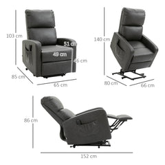 Kozy Riser and Recliner Chair for the Elderly, PU Leather Upholstered Lift Chair for Living Room with Remote Control, Side Pockets, Charcoal Grey