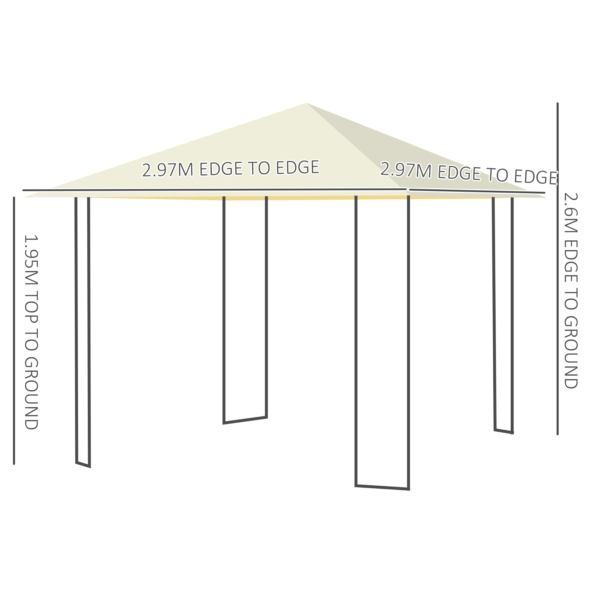 Outsunny 3x3m Garden Gazebo, Metal Frame, Water