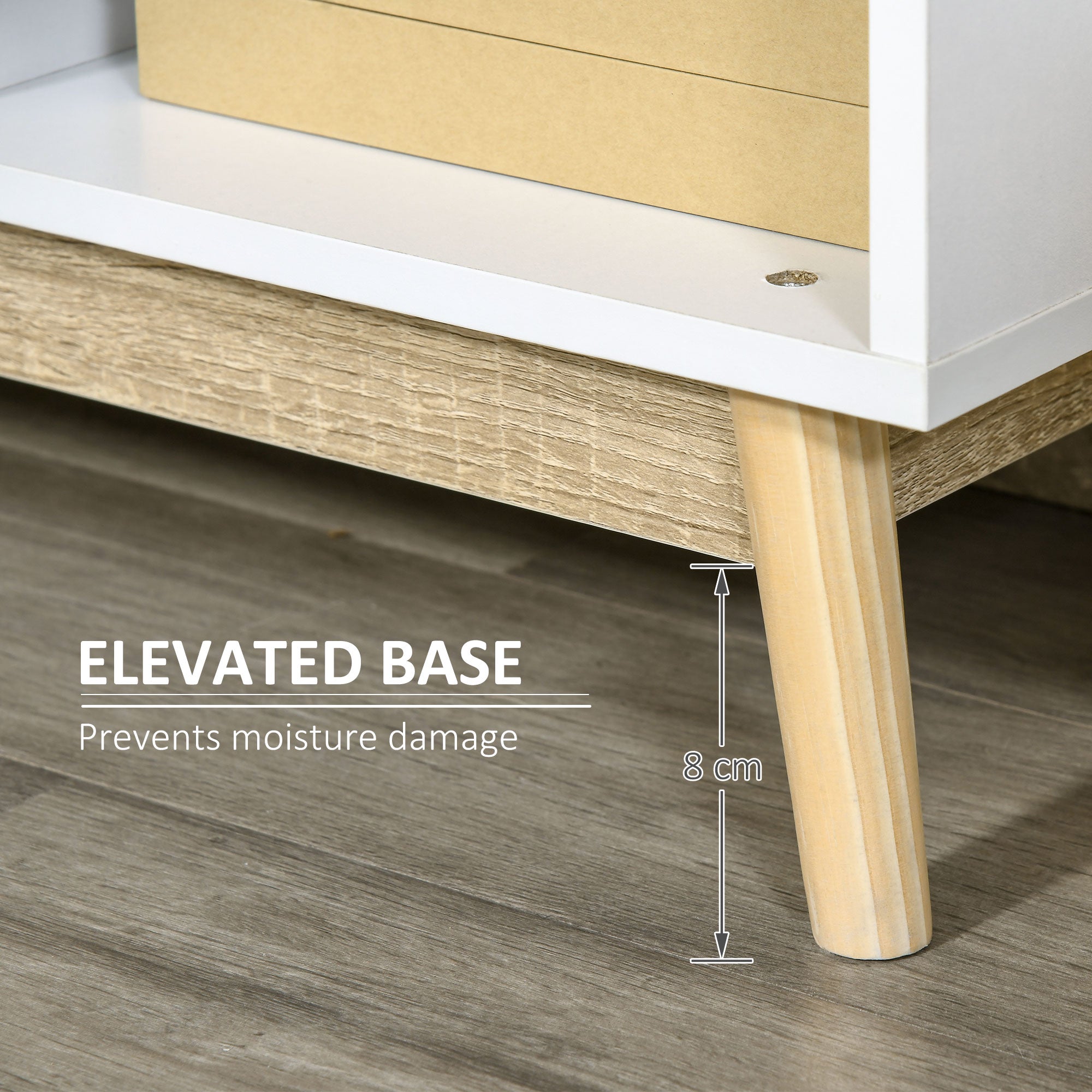 Kozy Storage Cabinet, Bookcase, Display Shelf with 6 Storage Cubes & Doors for Dining Room, Living Room, Natural