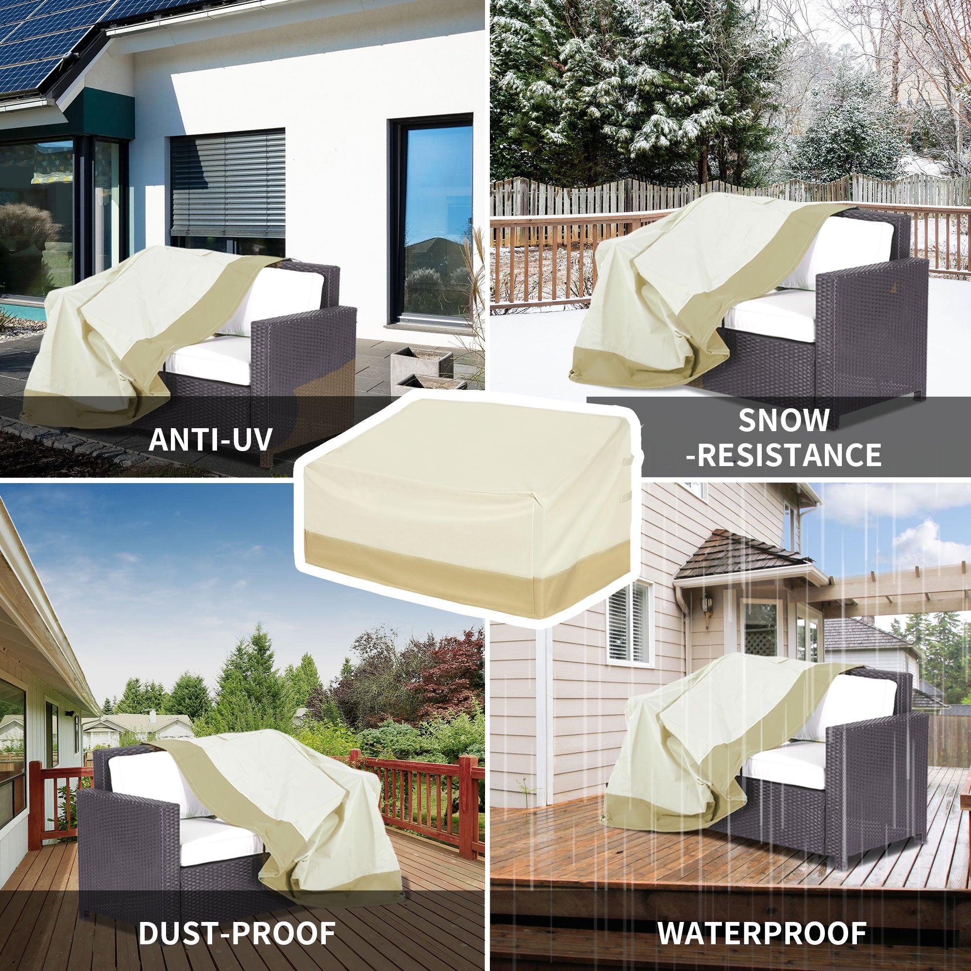 Outsunny Outdoor Furniture Cover for 3 Seat Rattan Chair, Waterproof 600D Oxford Cloth, 152 x 87 x 58